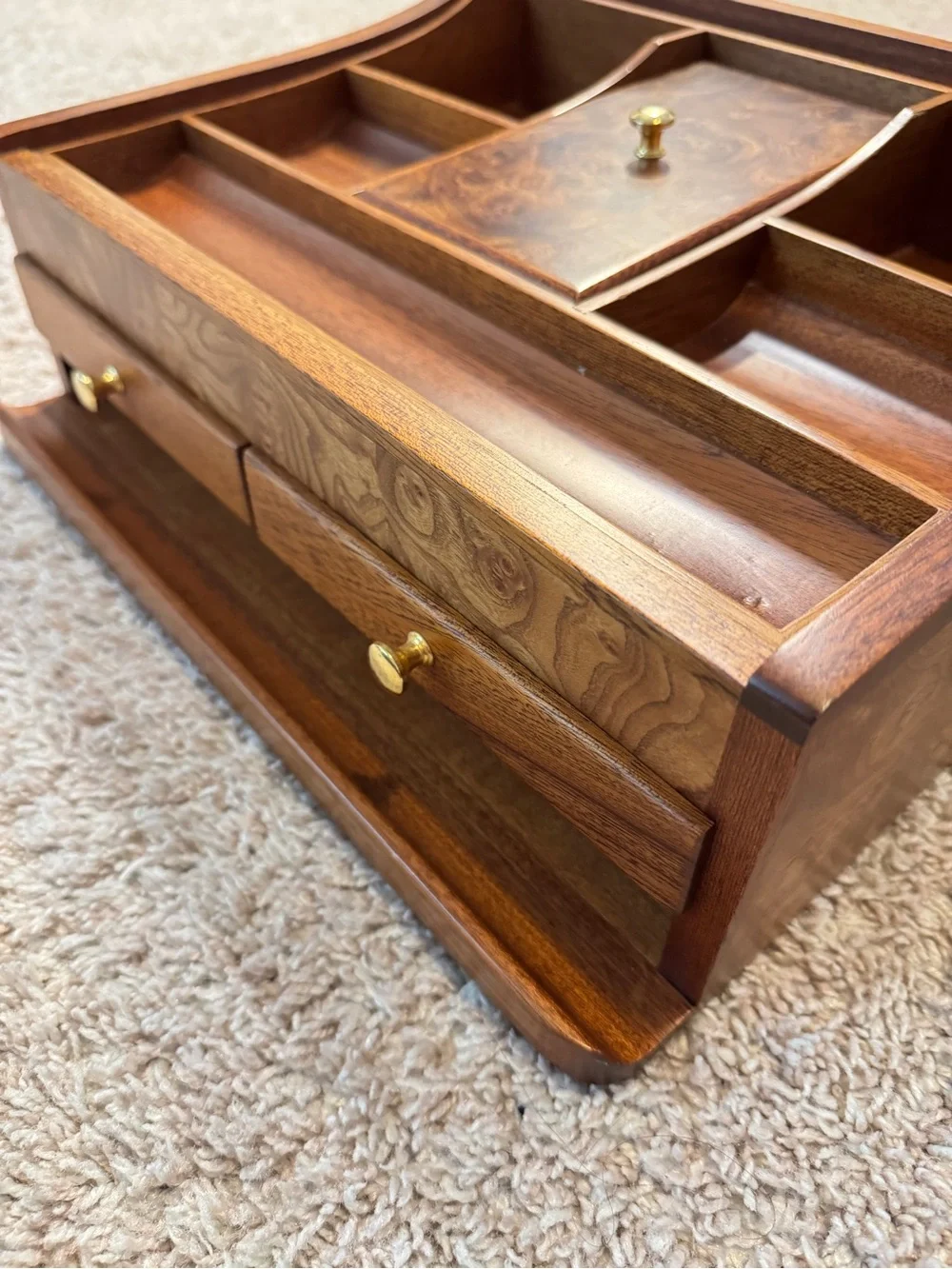 Rare Vintage Men‘s Dresser Jewelry Valet Tray Wood Jewelry Box Organizer